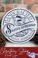 Santa's Workshop Christmas Round Sign