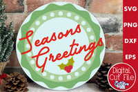 Seasons Greetings Round Retro Sign