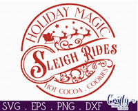 Sleigh Rides Christmas Stamp Round Sign