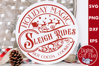 Sleigh Rides Christmas Stamp Round Sign