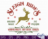 Reindeer Sleigh Rides Round SVG