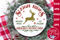 Reindeer Sleigh Rides Round SVG