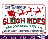 Sleigh Rides Vintage Christmas Sign