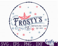 Frosty's Snowflake Cafe Vintage Round Sign