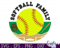 Softball Family Round Sign Svg