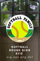 Softball Family Round Sign Svg