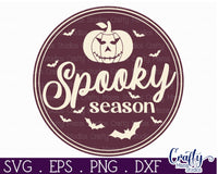 Round Retro Halloween Svg, Spooky Season