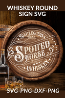 Spotted Horse Whiskey Round Sign Svg