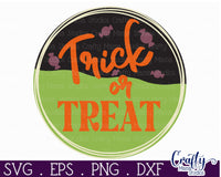 Round Retro Halloween Svg, Trick Or Treat