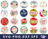 Round Retro Christmas Sign Bundle #1