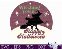 Witching You A Happy Halloween Round Sign