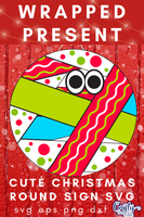 Wrapped Present Cute Christmas Round SVG