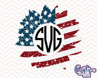 4th Of July Distressed Sunflower Monogram