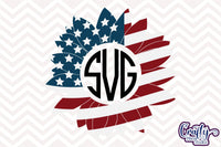 4th Of July Sunflower Monogram