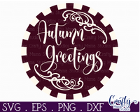 Autumn Greetings Round Sign Svg