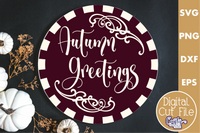 Autumn Greetings Round Sign Svg