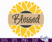 Blessed Sunflower Round Sign Svg