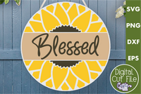 Blessed Sunflower Round Sign Svg