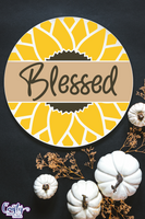 Blessed Sunflower Round Sign Svg