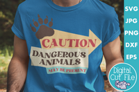 Caution Dangerous Animals Retro Svg