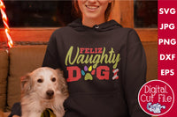 Feliz Naughty Dog, Christmas Svg