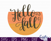 Hello Fall Round Sign Svg