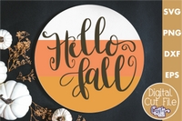 Hello Fall Round Sign Svg