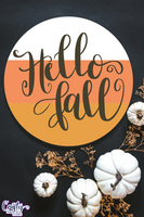 Hello Fall Round Sign Svg