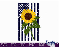 Sunflower Svg, Grunge Sunflower American Flag