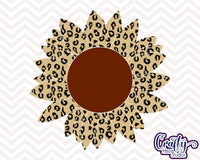 Leopard Print Sunflower Svg