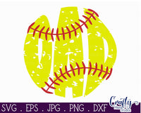 Distressed Softball Dad Svg