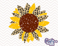 Grunge Sunflower Svg, Leopard Print