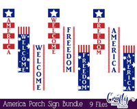 American Flag Svg, 4th of July Porch Sign Bundle