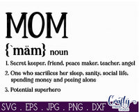 Mom Definition, Mother's Day Svg, Family