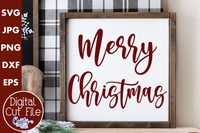 Merry Christmas Script Farmhouse Sign