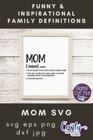 Mom Definition, Mother's Day Svg, Family