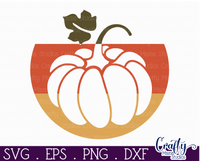 Pumpkin Silhouette Round Sign Svg