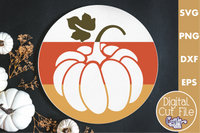 Pumpkin Silhouette Round Sign Svg