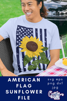 Sunflower Svg, Grunge Sunflower American Flag