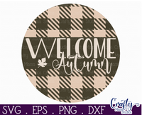 Welcome Autumn Round Sign Svg